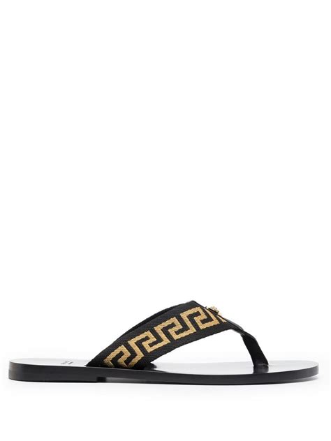 versace all black slides|farfetch Versace flip flops.